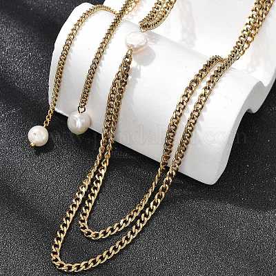 Женские ожерелья из однорядной витой цепочки из нержавеющей стали 304 NJEW-K255-61G-1