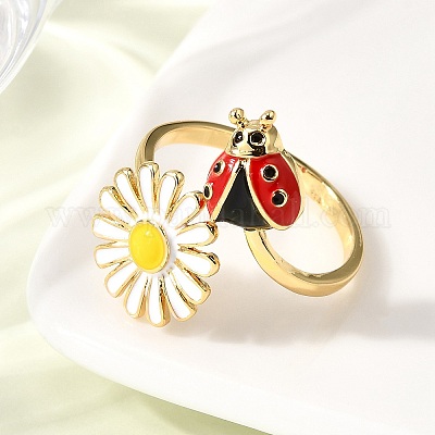 Латунные эмалевые регулируемые открытые манжеты для женщин RJEW-I111-01G-01-1