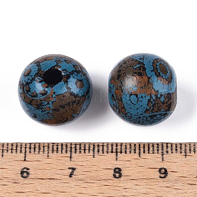 Бусины из дерева схима в богемном стиле с принтом WOOD-T032-31B-1