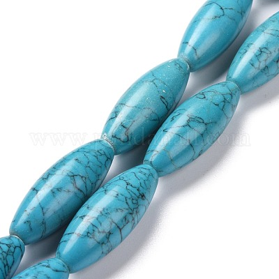 合成ターコイズビーズ連売り ライス 39~41x15mm 穴：1.4~1.8mm 約10個