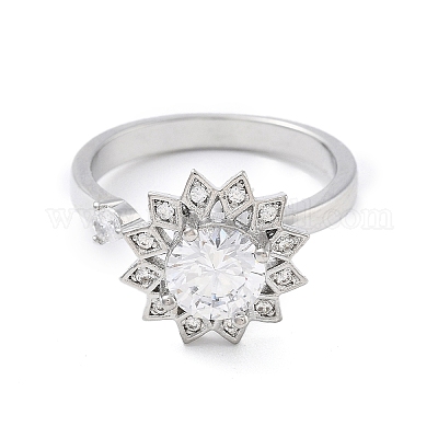 Вращающиеся открытые манжеты-кольца для женщин с изображением подсолнечника RJEW-S402-13P-1