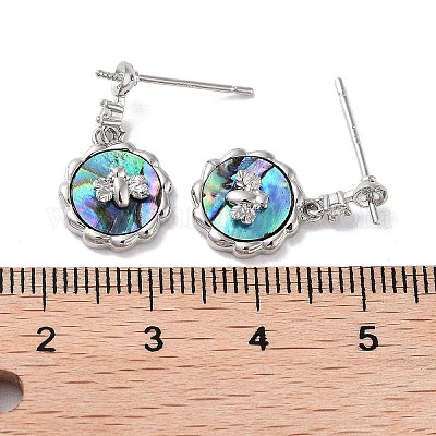 Серьги-гвоздики из латуни с микропаве в виде пчелы и кубического циркония KK-E107-15P-01-1