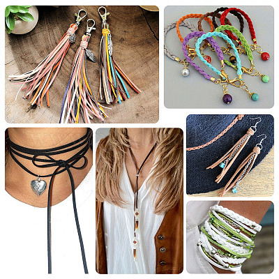 50 ярд двухцветного плоского шнура из искусственной замши LW-TA0001-03-1