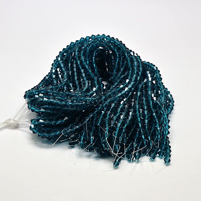 Подражать австрийский хрусталь двойной конус стеклянные бусы нити GLAA-F029-3x3mm-01-1