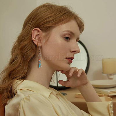 6 пара серег-кисточек из полиэстера в этническом стиле EJEW-FI0003-03-1