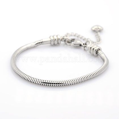 304 Stainless Steel European Style Round Snake Chains Bracelets STAS-J015-02-1