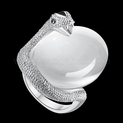 本物のプラチナメッキの優雅なスズ合金キャットアイ動物の指輪女性用  usサイズ8（18.1mm） RJEW-BB01101-8C-1