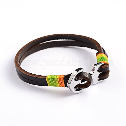 Leather Cord Multi-strand Bracelets BJEW-P128-29F-1