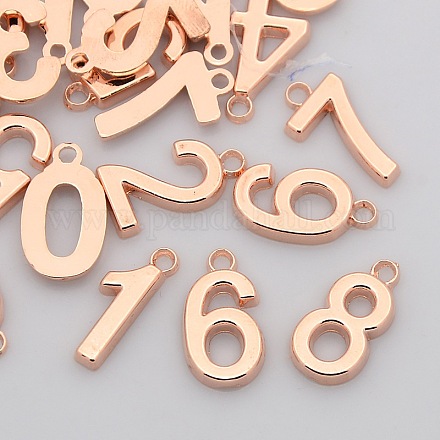 Plating Zinc Alloy Number Charms PALLOY-A062-RG-NR-1