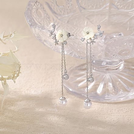 Серьги-гвоздики с кисточками из металла и микропаве из кубических цирконий FS-WG55496-02-1