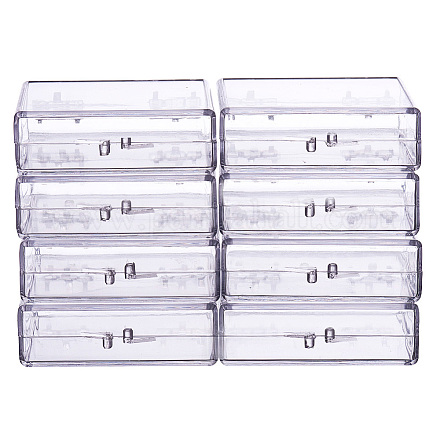 Benecreat 8 paquete de caja de contenedores de cuentas de plástico de alta transparencia rectangular con tapas abatibles para productos de belleza CON-BC0004-65-1