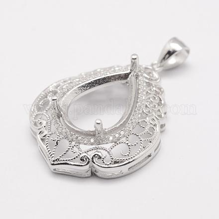 925 Sterling Silver Pendant Claw Cabochon Settings STER-K034-07-1