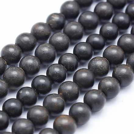 Natürliche Perlen aus Ebenholz WOOD-P011-03-6mm-1
