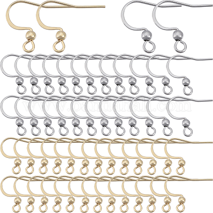 SUNNYCLUE 160Pcs 2 Colors 304 Stainless Steel Flat Earring Hooks STAS-SC0006-77-1