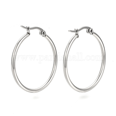 201 Stainless Steel Hoop Earrings MAK-R018-30mm-S-1