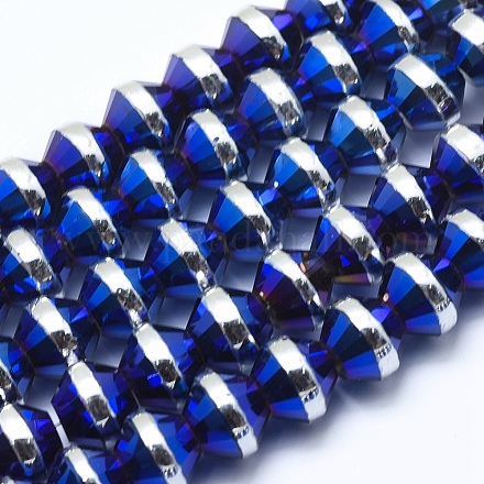 Chapelets de perles en verre électroplaqué EGLA-P035-S-FP01-1