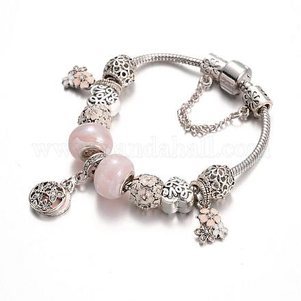 Alliage perles de verre bracelets européens BJEW-L602-07-1