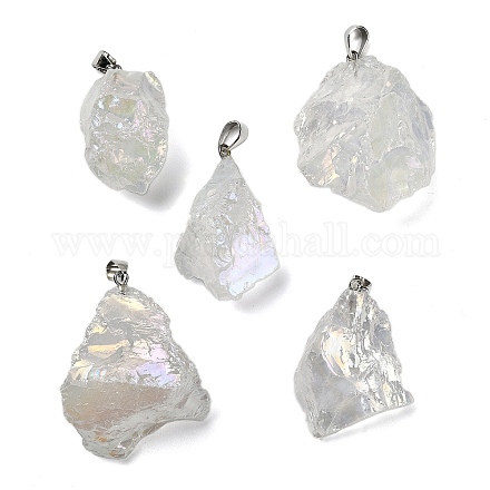 Подвески из гальванизированного необработанного натурального кварца G-Q481-20P-07-1