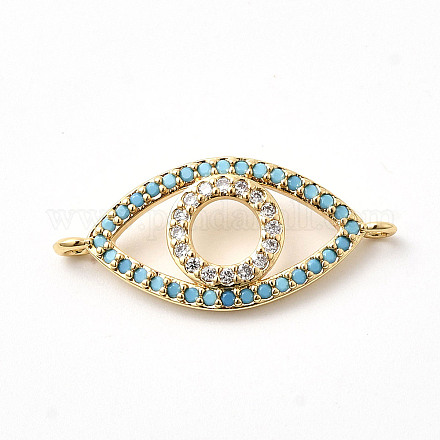 Подвески-коннекторы из латунного микропаве небесно-голубого цвета и прозрачных кубических цирконий KK-H529-05B-G01-1