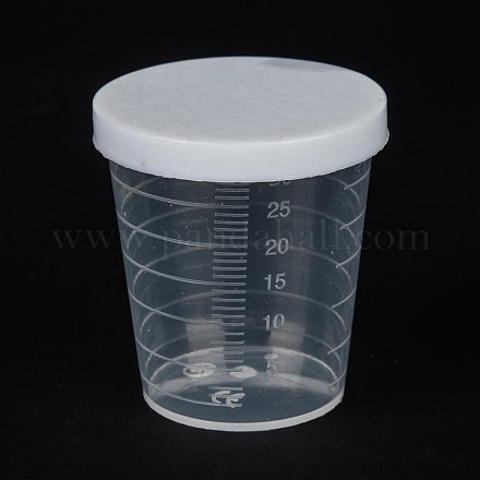 計量カッププラスチック工具  目盛り付きカップ  ホワイト  4x4.3cm  容量：30ml（1.01fl.oz） AJEW-P092-03-1