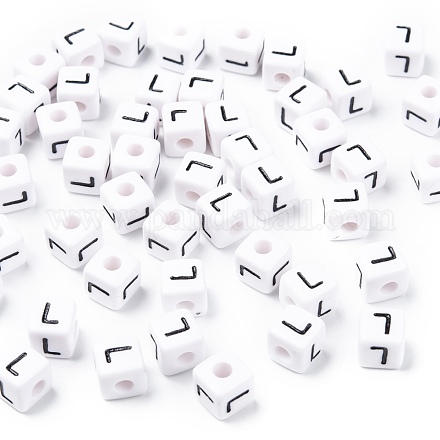 Perles européennes de lettre en acrylique OPDL-R050-10mm-L-1