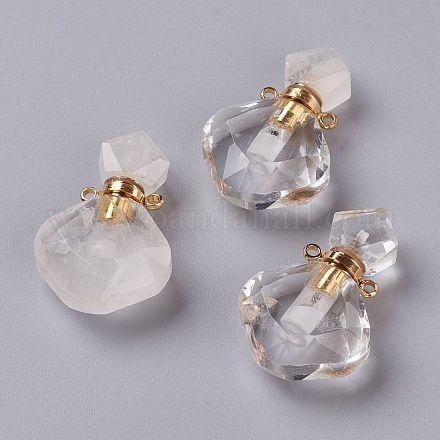Pendentifs de bouteille de parfum en cristal de quartz naturel losange G-H241-01C-G-1