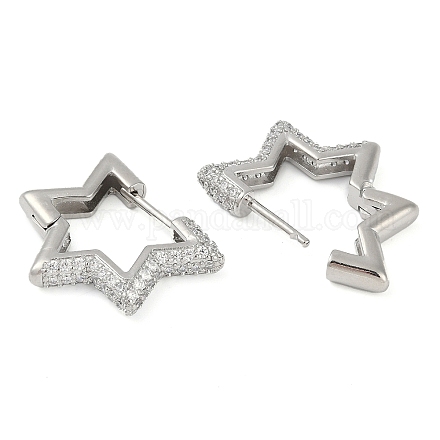 Серьги-кольца из латуни с микропаве и циркониевым покрытием в виде стойки EJEW-Z059-15P-01-1