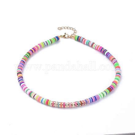 Handmade Polymer Clay Heishi Beaded Necklaces NJEW-JN02890-01-1