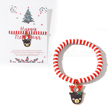 Элегантные рождественские браслеты ручной работы из полимерной глины heishi с бусинами MV9996-35-1