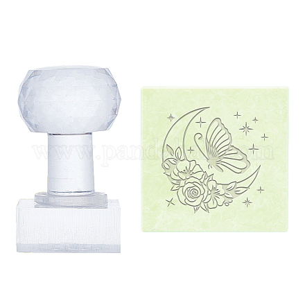 PH PandaHall Butterfly Soap Stamps Handmade Soap Stamp with Handle Moon Flower Soap Embossing Stamp Transparent Sealing Wax Stamp with Handle for Handmade Soaps DIY Arts Crafts Making Projects DIY-WH0350-072-1