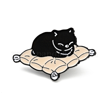 猫のエナメルピン  バックパックの服のための漫画の合金バッジ  電気泳動黒  ブラック  24x39x2mm JEWB-G014-A02-A-1