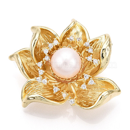 Broches de fleurs de perles naturelles pour femmes JEWB-N001-15G-1