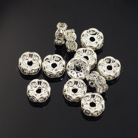 Abalorios de latón Diamante de imitación espaciador X-RB-A014-L7mm-01S-NF-1