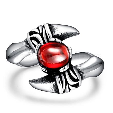Punky garra anillos de circonia de acero inoxidable para unisex RJEW-BB03795-10-1