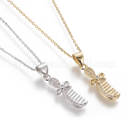 Brass Pendant Necklaces NJEW-I230-17-1