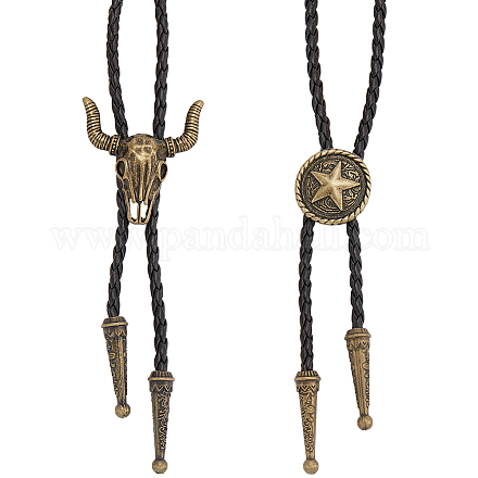 2 шт. 2 стиля регулируемый винтажный галстук-боло из искусственной кожи NJEW-GF0001-10AB-1