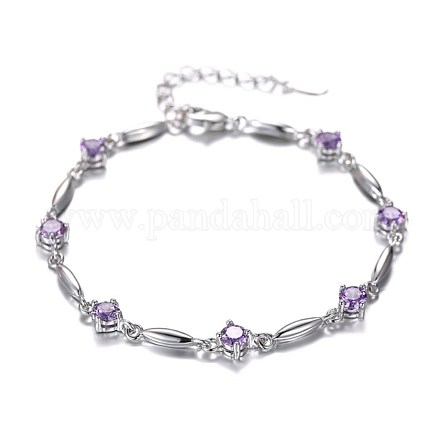 Bracelet en zircon cubique étincelant pour fille femme BJEW-BB44909-A-1