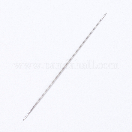 鉄の開いたビーズ針  DIYジュエリーツール  プラチナ  10~11x0.01cm IFIN-P036-01A-1