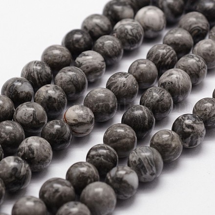 Chapelets de perles en pierre de carte/pierre picasso/picasso jasper naturelles  X-G-D840-60-6mm-1