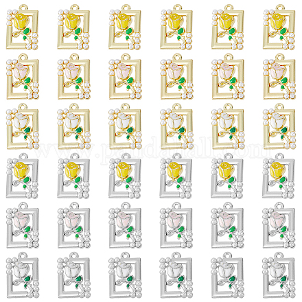 Dicosmétique 36 pièces 6 styles pendentifs en émail en alliage de placage de rack FIND-DC0002-91-1