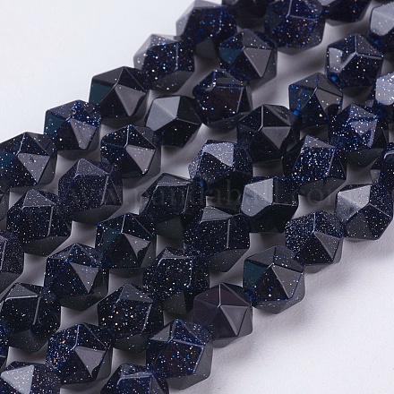 Synthetic Blue Goldstone Beads Strands G-J376-39-6mm-1
