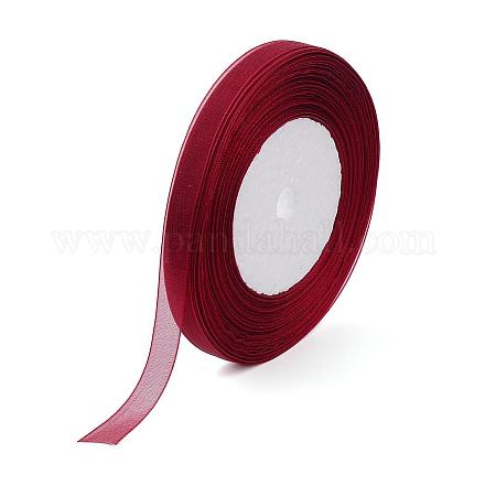 薄地オーガンジーリボン  リボンのDIY素材  暗赤色  1/2インチ（12mm）  500ヤード（457.2M） RS12mmY-033-1