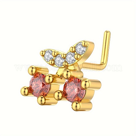 Кольца для носа в форме буквы L из латуни с шоколадным кубическим цирконием FS-WG9779A-07-1