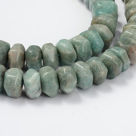 Faceted Natural Flower Amazonite Rondelle Bead Strands G-M198-01-1