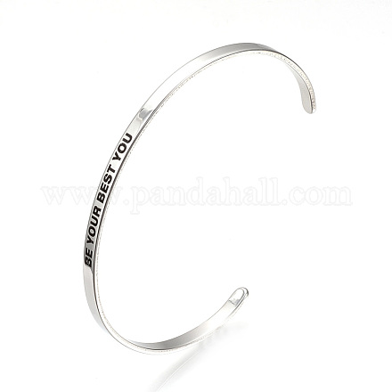 201 Stainless Steel Cuff Bangles BJEW-Q685-09-1