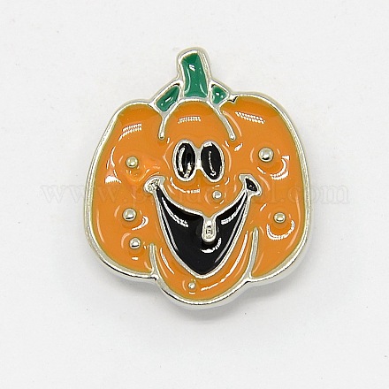 Platinum Eco-Friendly Zinc Alloy Enamel Halloween Pumpkin Jewelry Snap Buttons SNAP-M057-05-FF-1