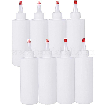 Benecreat 8パック6.8オンス（200ml）の白いプラスチック製のスクイーズディスペンシングボトルと赤いチップキャップ-工芸品に最適  アート  グルー  多目的 DIY-BC0009-06-1