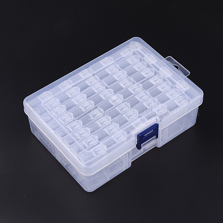 プラスチックビーズ収納ケース  フリップトップビーズ収納  シードビーズ収納ボックス  PPのプラスチック包装箱を使って  長方形  透明  44個入りコンテナ/箱  50x27x12mm  穴：9x10mm CON-R010-01E-1