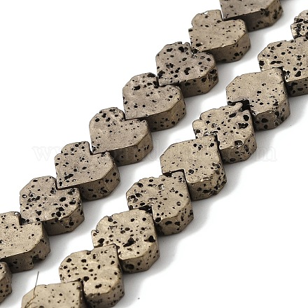 Brins de perles de pierre de lave naturelle galvanisées G-Q1009-G01-01F-1