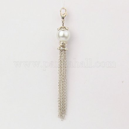 Perle en verre pendentif pompon décorations HJEW-JM00146-01-1